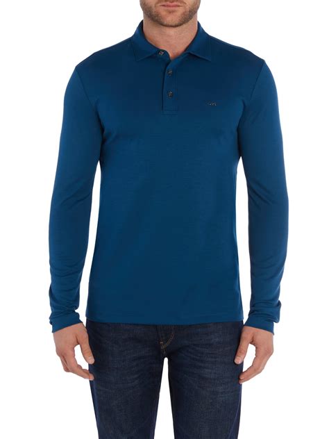 michael kors sleek long sleeve polo shirt|Michael Kors Polo Shirts for Men .